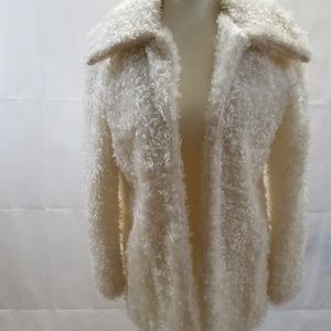 White curly faux fur jacket